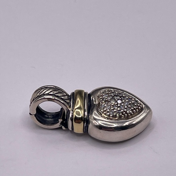 David Yurman 18k Yellow Gold Sterling Silver Heart Pendant - Picture 5 of 12